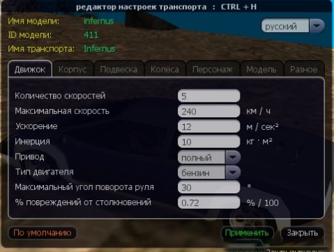 Russian Handling Editor