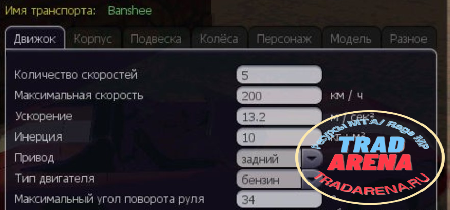Хар-ки автомобиля
