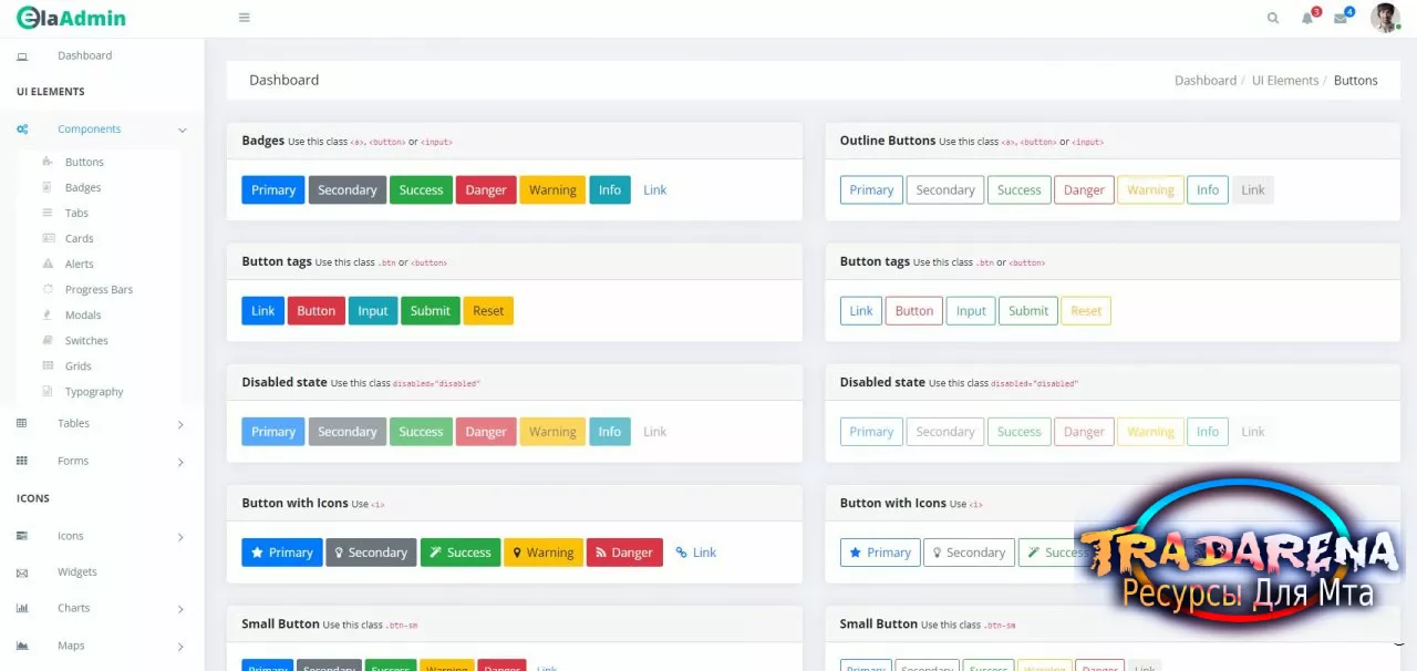 Шаблон панели администратора (админки) ElaAdmin HTML5